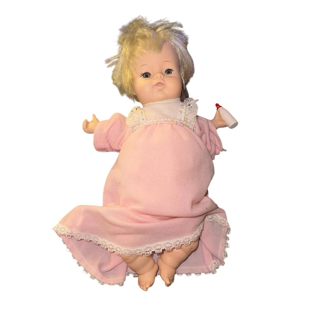 Vintage 1979 Animal Fair Baby Little Love Hand Puppet Doll Pink Lace Sleeper 12"